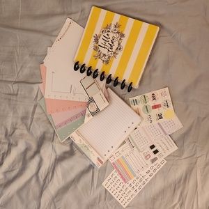 The Happy Planner "Hello Today" 9 Black Rings Planner, Yellow and White Stripes